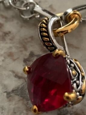 Sterling Silver Necklace with Red Garnet Pendant